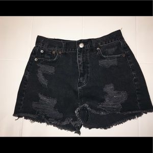 BLACK DENIM SHORTS